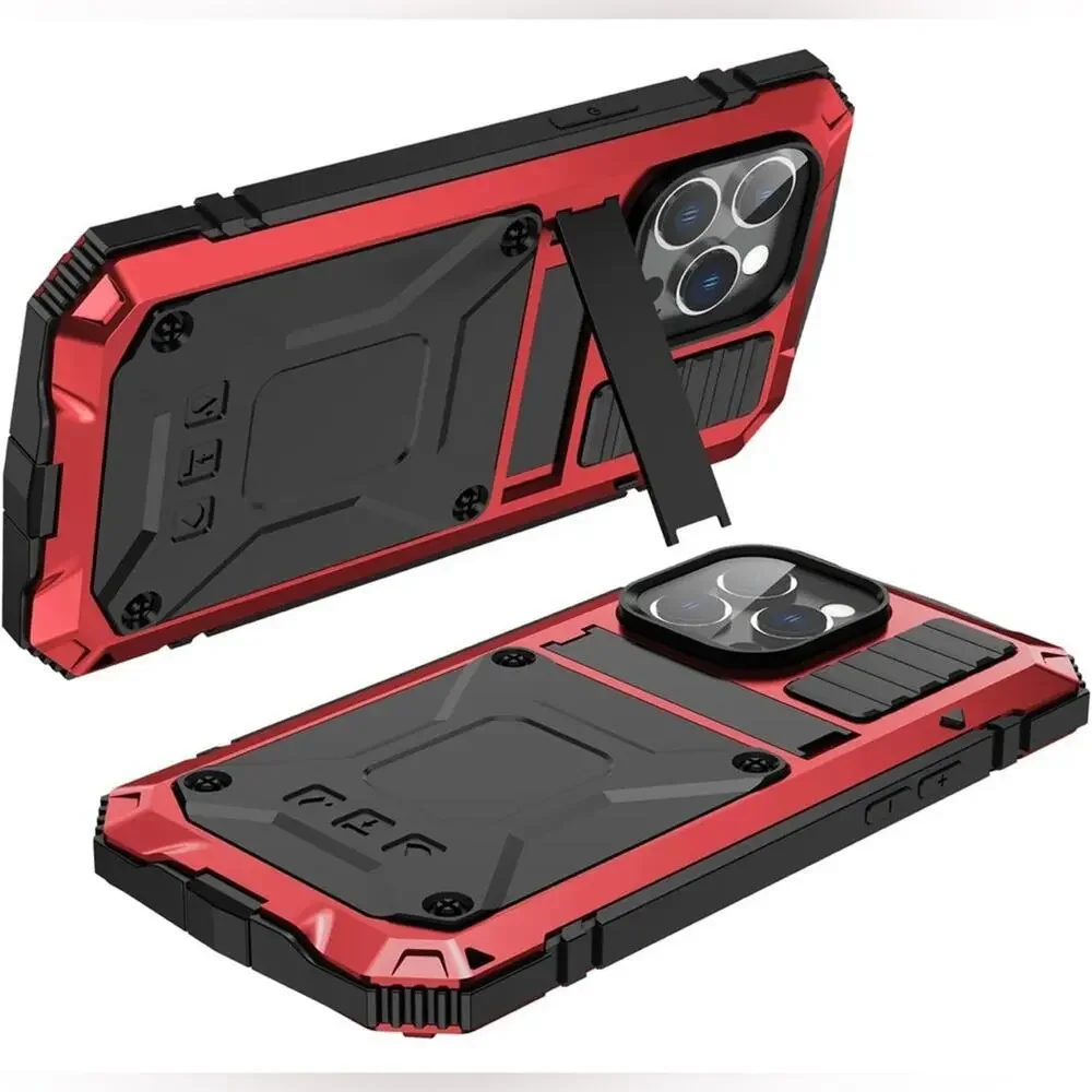 iPhone 14 Pro Max Red and Black Funnywin Aluminum Military Grade Phone Case NWOT
